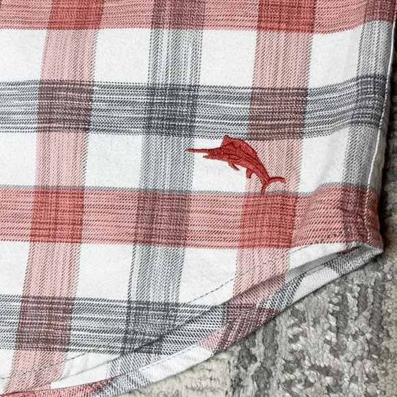 Tommy Bahama Shirt Mens XL Red Gray Plaid Button Up Long Sleeve Casual Tencel - Picture 5 of 9